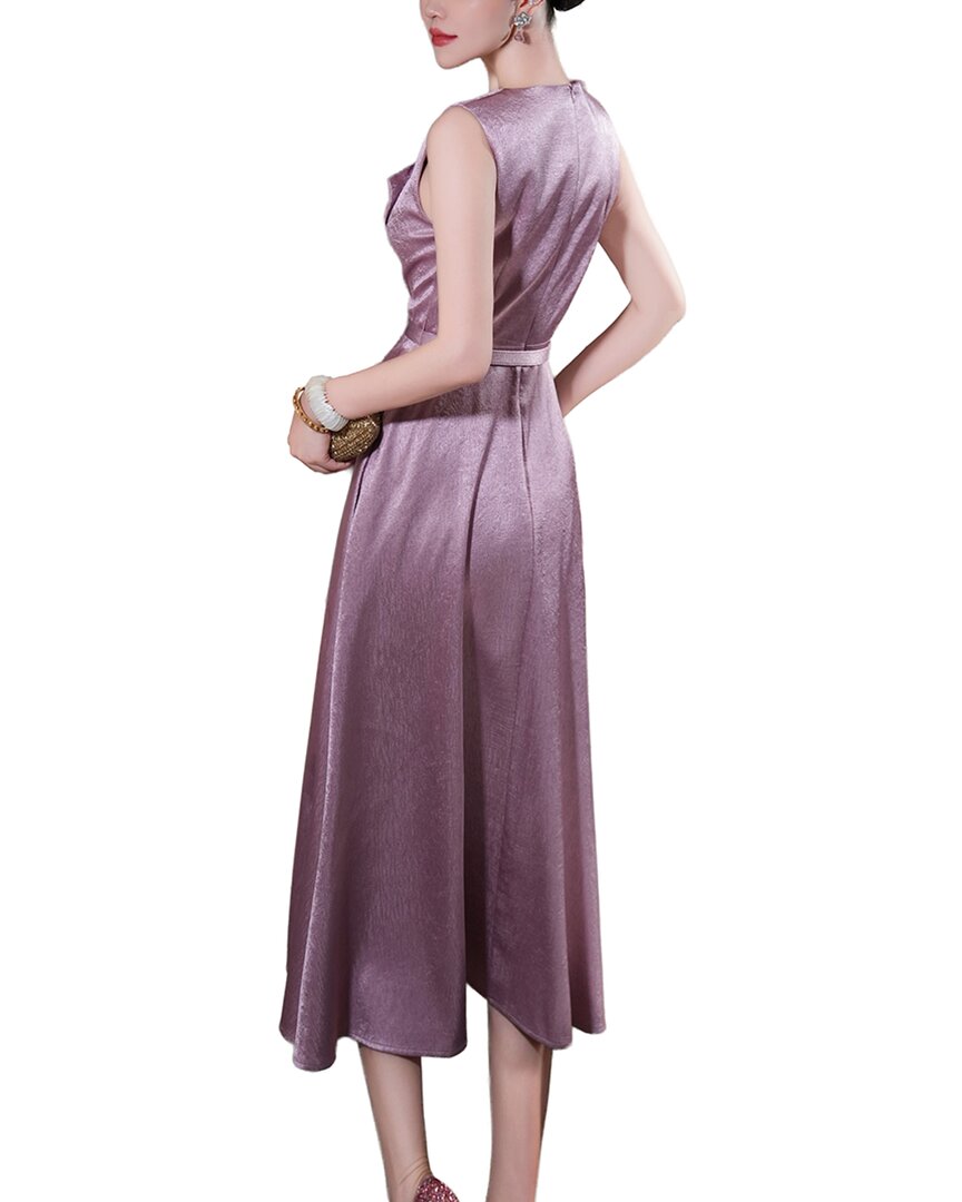 Burryco Purple Solid Midi Dress
