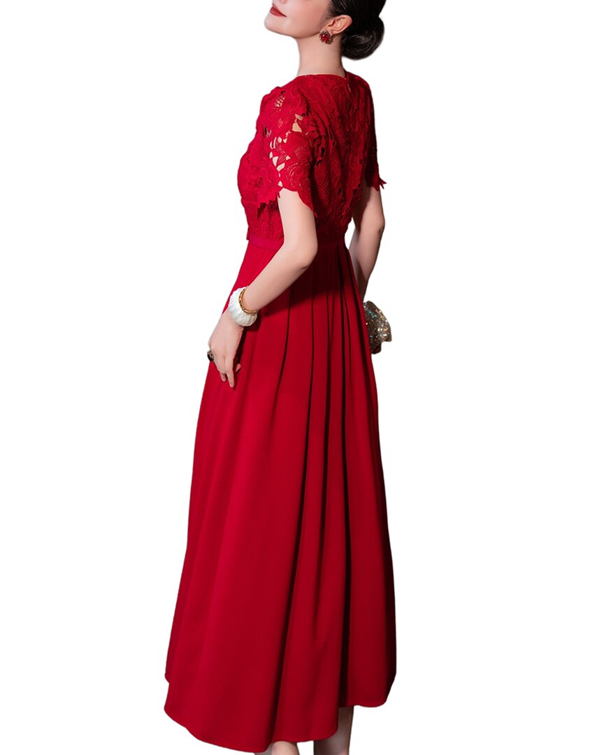 Burryco Red Solid Midi Dress