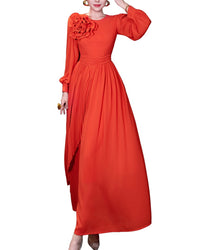 Burryco Red Solid Maxi Dress