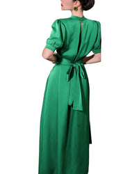 Burryco Green Solid Midi Dress