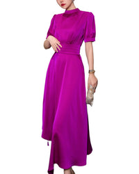 Burryco Red Solid Maxi Dress
