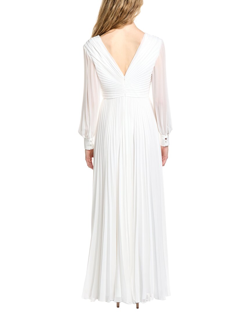 Badgley Mischka Pleated V-Neck Gown
