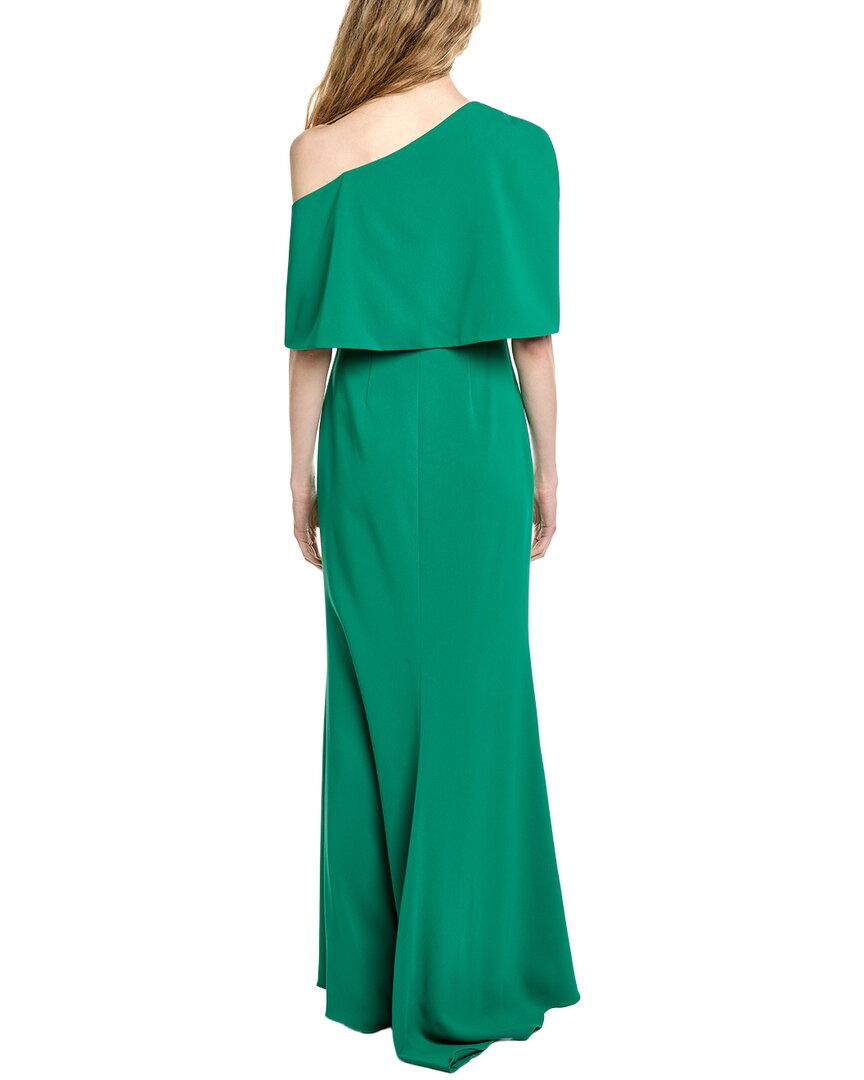 Badgley Mischka Wrap Off Shoulder Gown