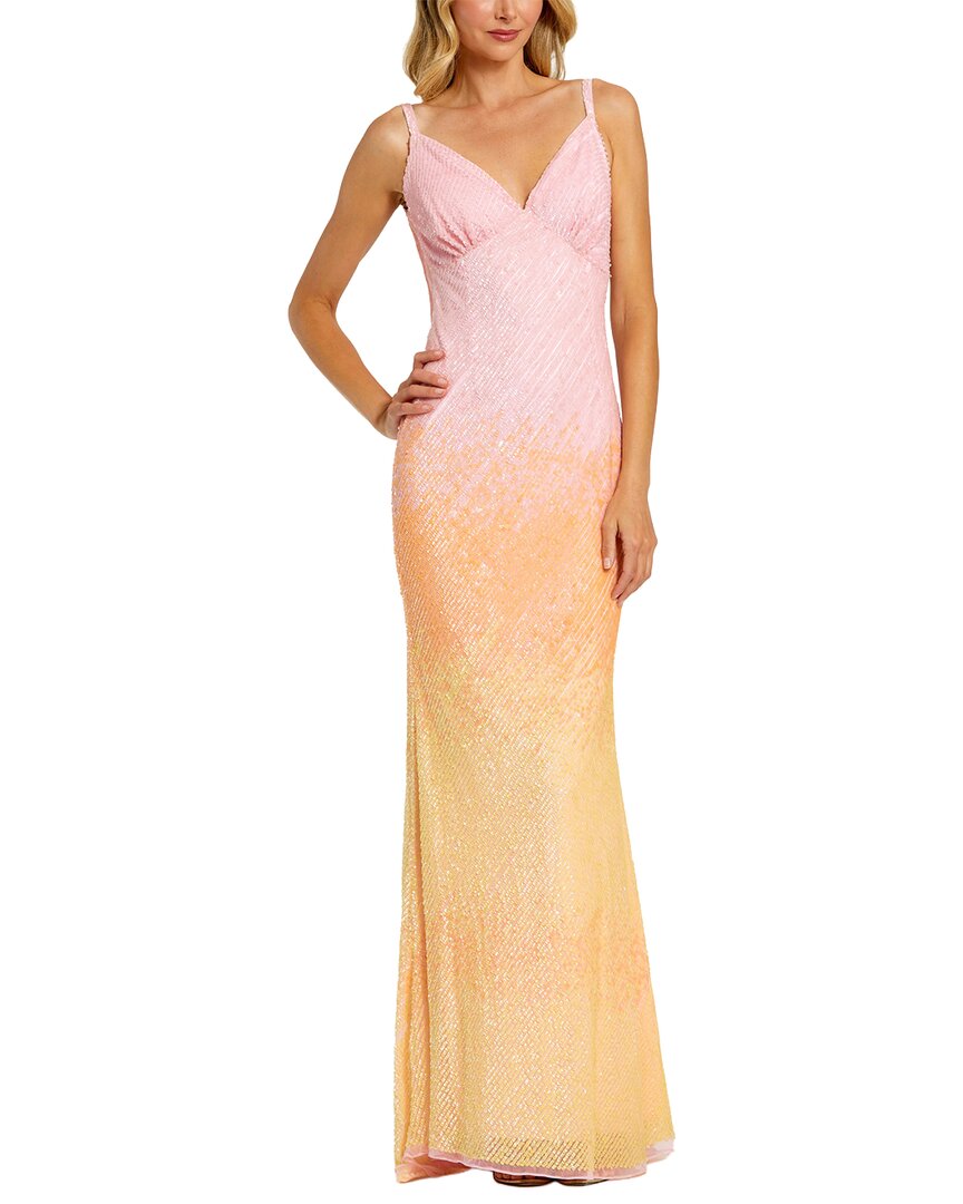 Mac Duggal Sequin Spaghetti Strap Cowl Back Mermaid Gown