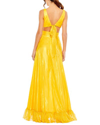 Mac Duggal Cut Out High Low Ruffle Gown