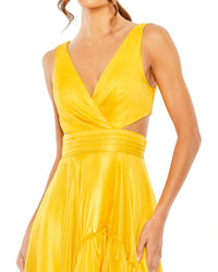Mac Duggal Cut Out High Low Ruffle Gown