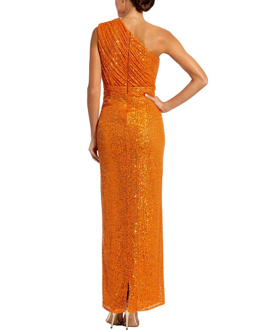 slim fit dress slacks Mac Duggal One-Shoulder Draped Gown - Antique Gold