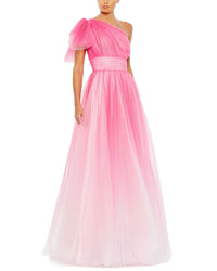 Mac Duggal Glitter Ombre Ruffled One Shoulder Ballgown