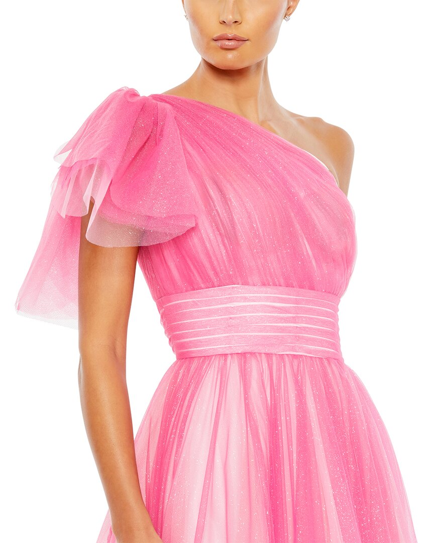 Mac Duggal Glitter Ombre Ruffled One Shoulder Ballgown