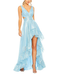 Mac Duggal Cut Out High Low Ruffle Gown