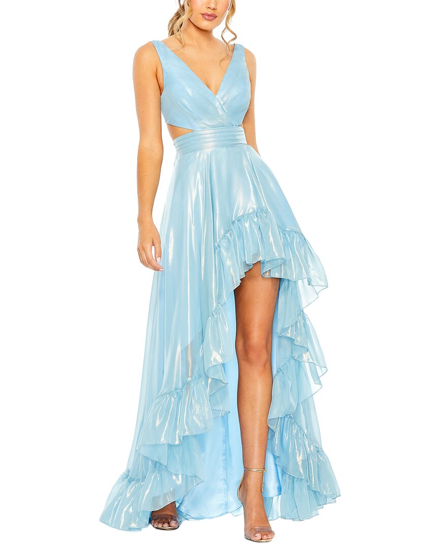 Mac Duggal Cut Out High Low Ruffle Gown