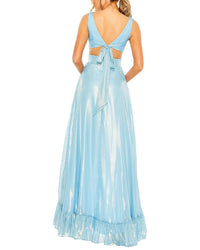 Mac Duggal Cut Out High Low Ruffle Gown