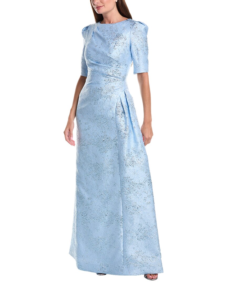 Teri Jon by Rickie Freeman Teri Jon By Rickie Freeman Metallic Jacquard Side Drape Gown