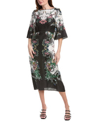 Marchesa Notte Twill High Neck Empire A-Line Midi Dress