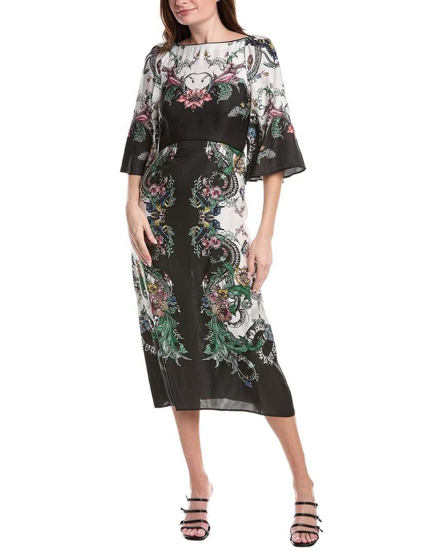 Marchesa Notte Twill High Neck Empire A-Line Midi Dress