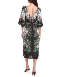 Marchesa Notte Twill High Neck Empire A-Line Midi Dress