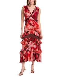 Marchesa Notte V-Neck Maxi Dress