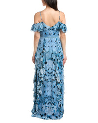 Marchesa Notte Off-The-Shoulder Ruffled Neckline Gown