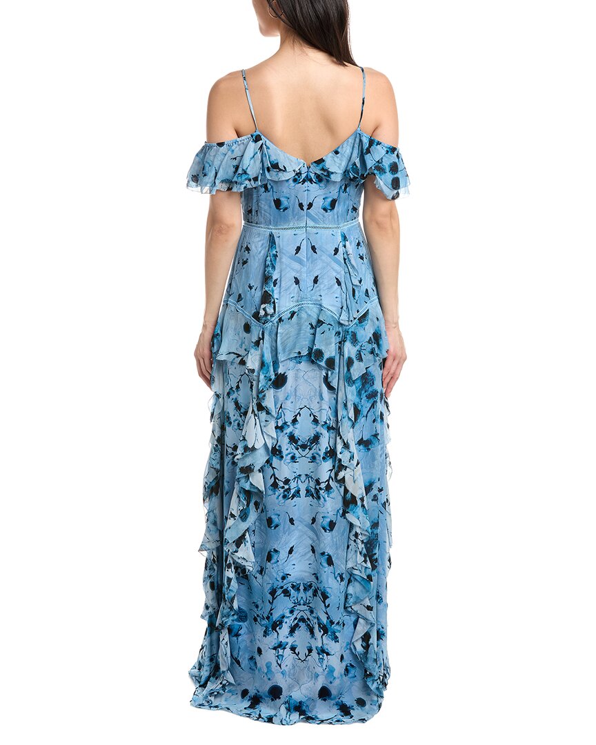 Marchesa Notte Off-The-Shoulder Ruffled Neckline Gown