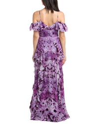 Marchesa Notte Off-The-Shoulder Ruffled Neckline Gown