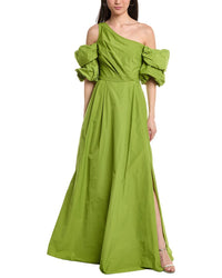 Marchesa Notte One Shoulder A-Line Taffeta Gown