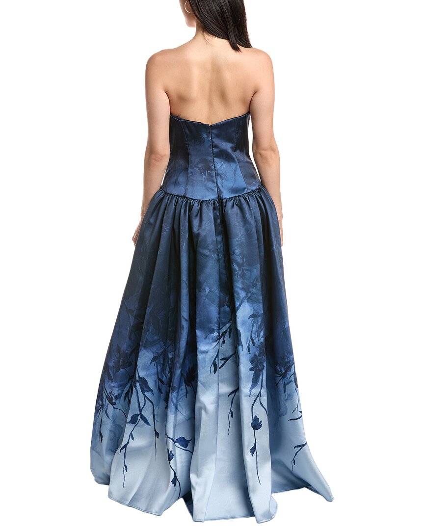 Marchesa Notte Strapless Printed Mikado Ball Gown