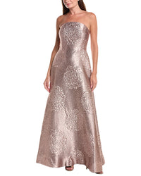 Teri Jon by Rickie Freeman Teri Jon By Rickie Freeman Jacquard Strapless Flower Motif Gown