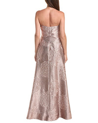 Teri Jon by Rickie Freeman Teri Jon By Rickie Freeman Jacquard Strapless Flower Motif Gown
