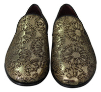 Dolce & Gabbana Gold Jacquard Flats Mens Loafers Men's Shoes