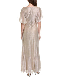 Adrianna Papell Metallic Flutter Knit Gown