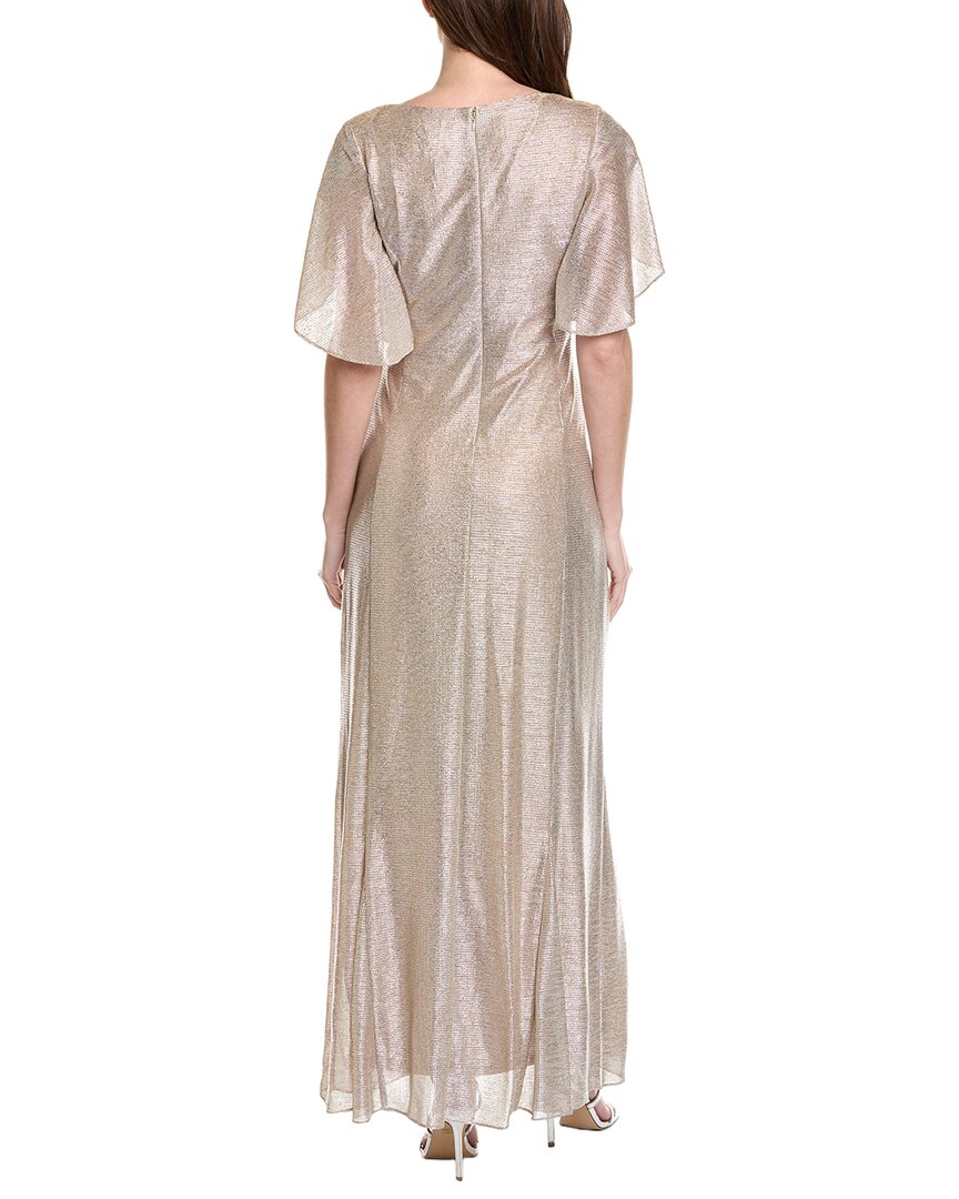 Adrianna Papell Metallic Flutter Knit Gown