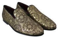 Dolce & Gabbana Gold Jacquard Flats Mens Loafers Men's Shoes