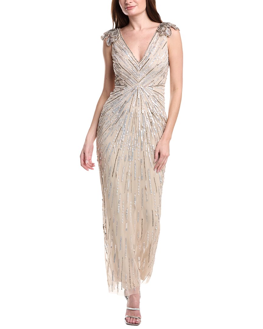 Adrianna Papell Short Sleeve Embellished Maxi Dress