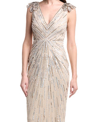 Adrianna Papell Short Sleeve Embellished Maxi Dress