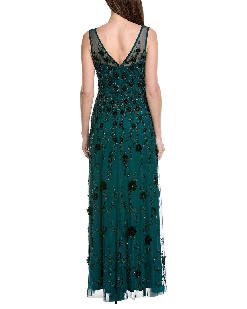 Adrianna Papell Velvet Floral Beaded Gown