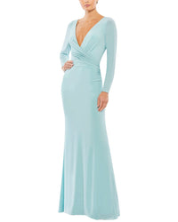 Mac Duggal Mac Duggal Faux Wrap Long Sleeve Column Gown