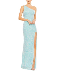 Mac Duggal Mac Duggal Sequined One Shoulder Draped Back Gown