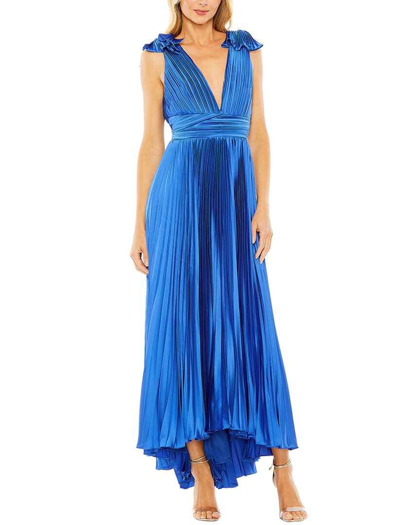 Mac Duggal Mac Duggal Ruffle Top Sleeveless V Neck Pleated Gown