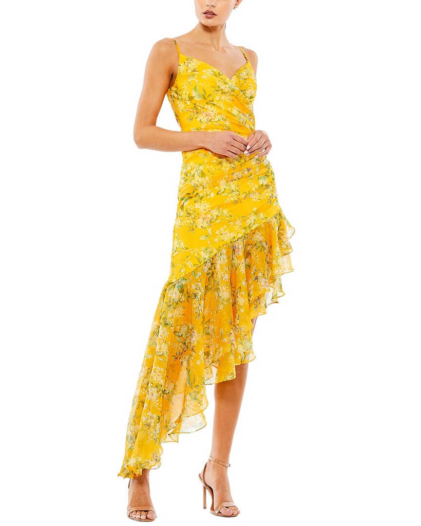 Mac Duggal Womens Asymmetrical Dress, 6, Yellow