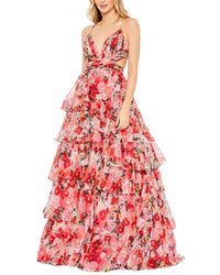 Mac Duggal Pointed Chiffon Cut Out Ballgown