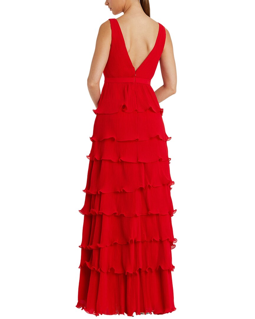 Mac Duggal Sleeveless Ruffle Tiered V Neck Gown