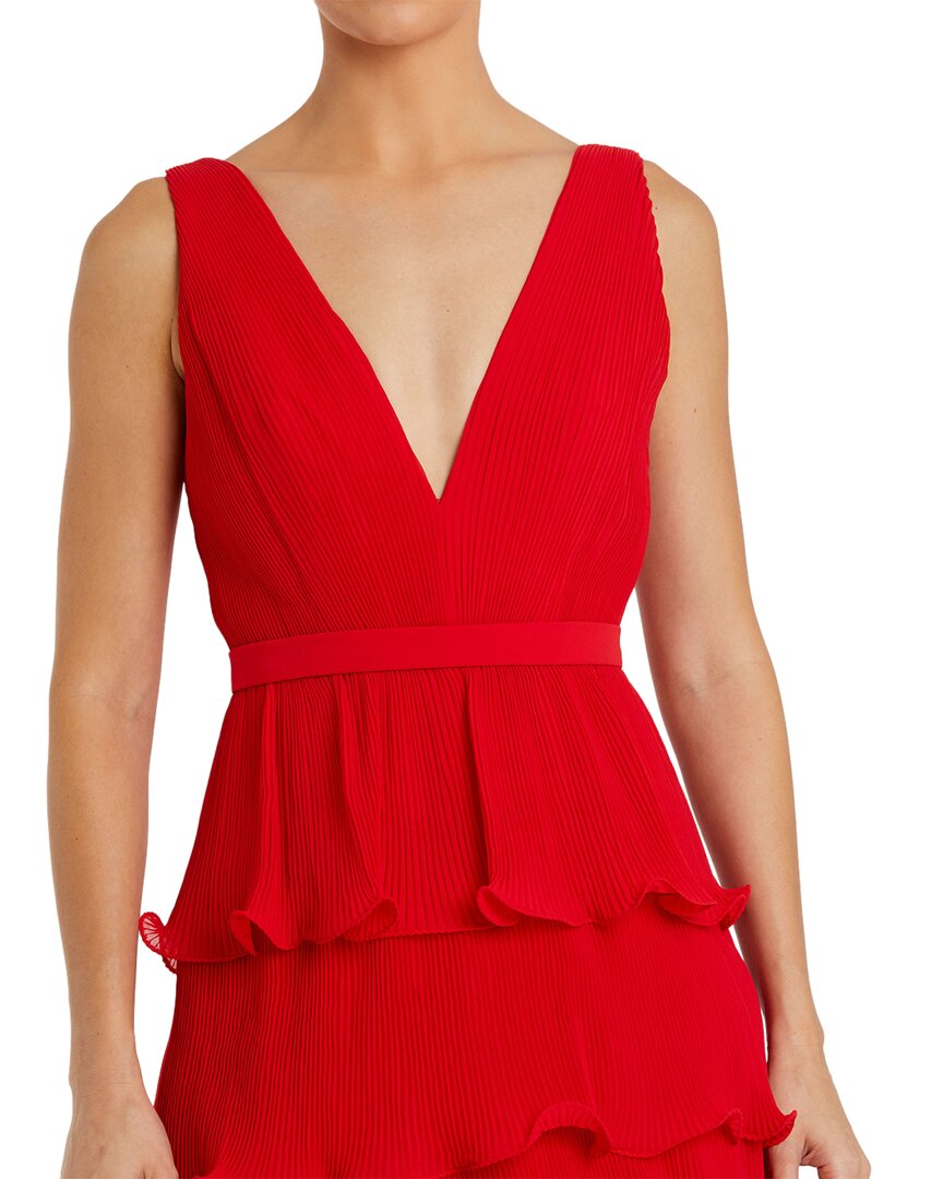 Mac Duggal Sleeveless Ruffle Tiered V Neck Gown