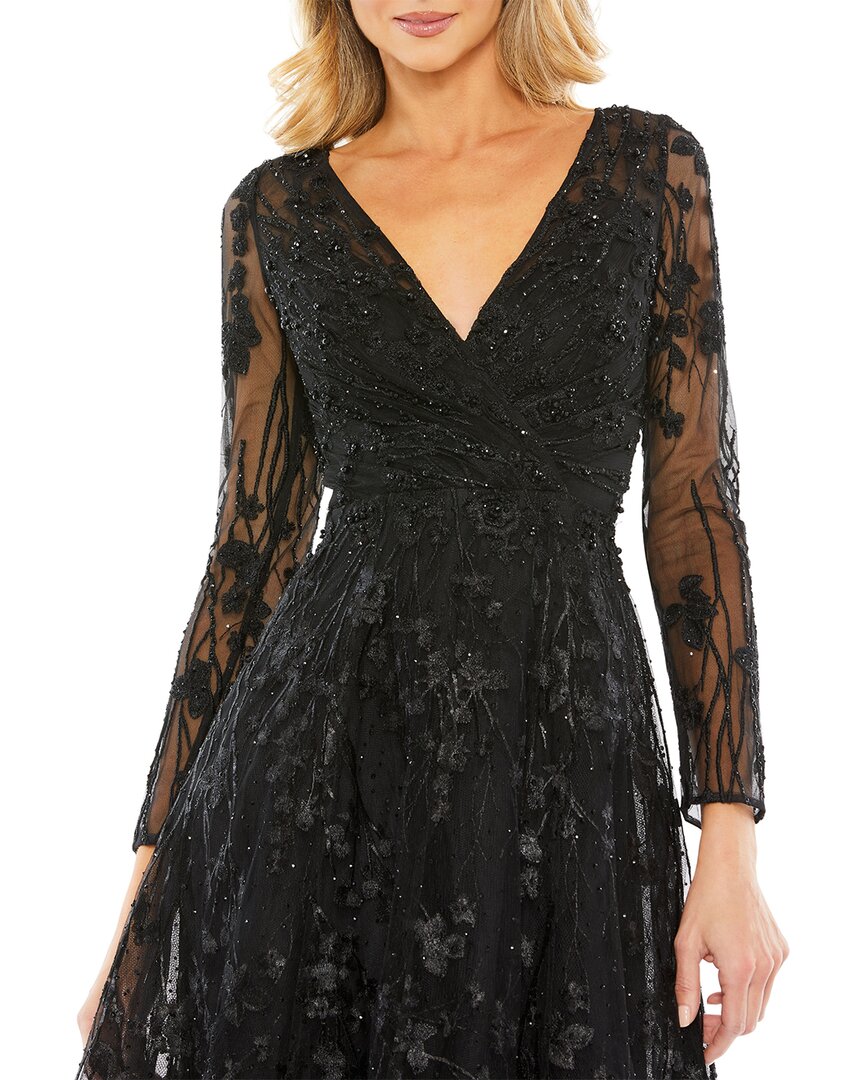 Mac Duggal Embellished Floral Long Sleeve Dress