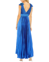 Mac Duggal Ruffle Top Sleeveless V Neck Pleated Gown