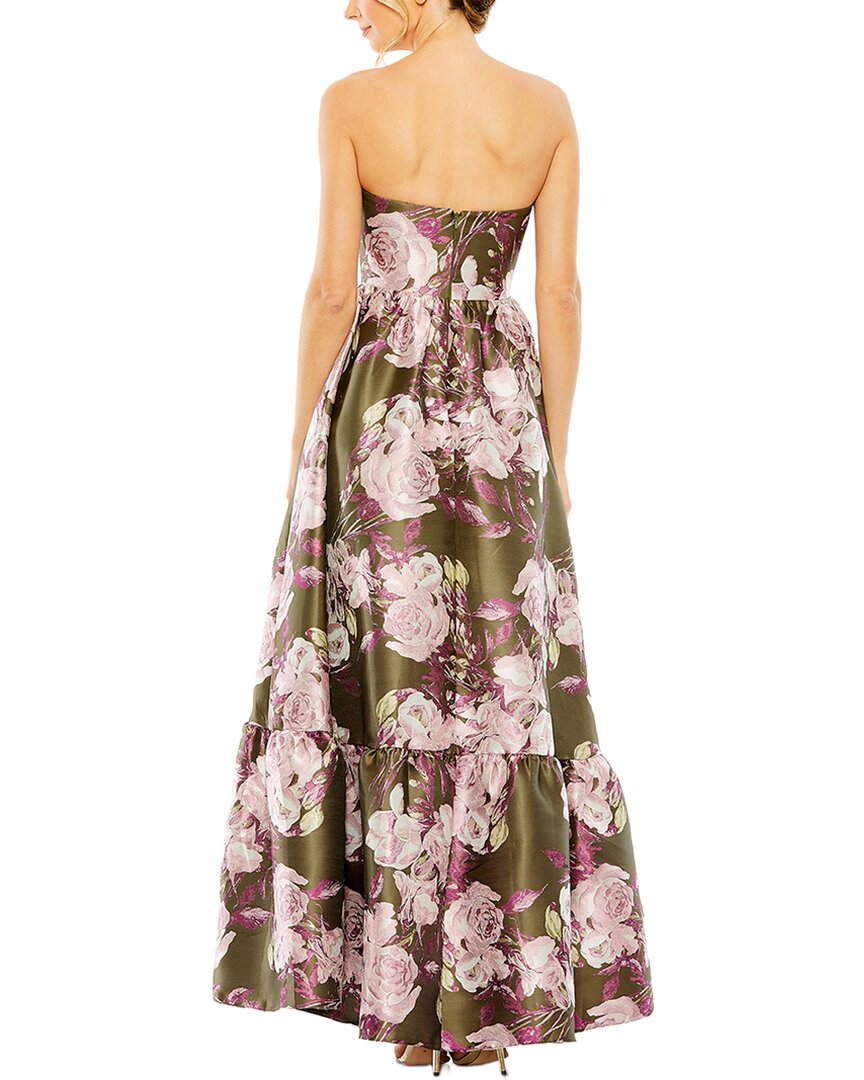 Mac Duggal Strapless Bottom Ruffle Floral Gown