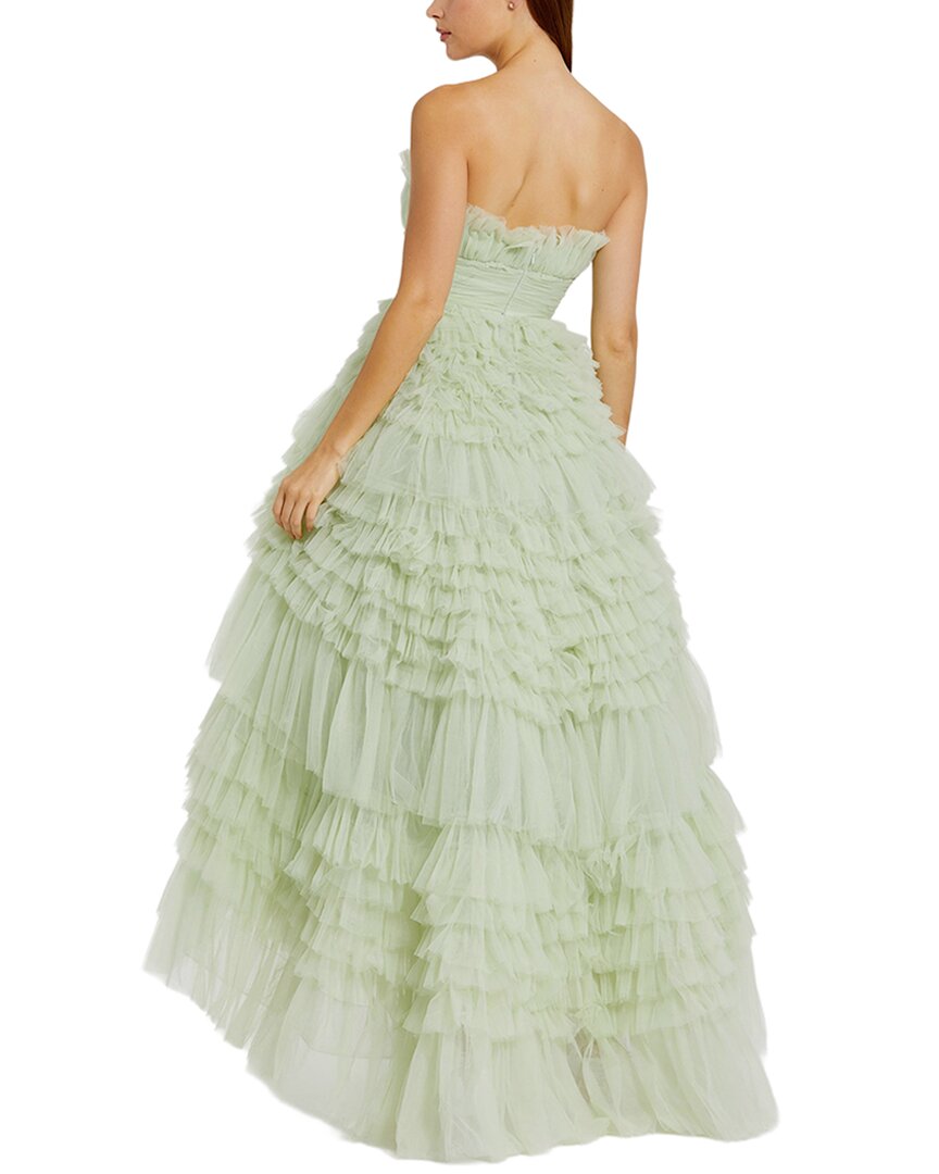 Mac Duggal Strapless Tulle Ruffle Gown