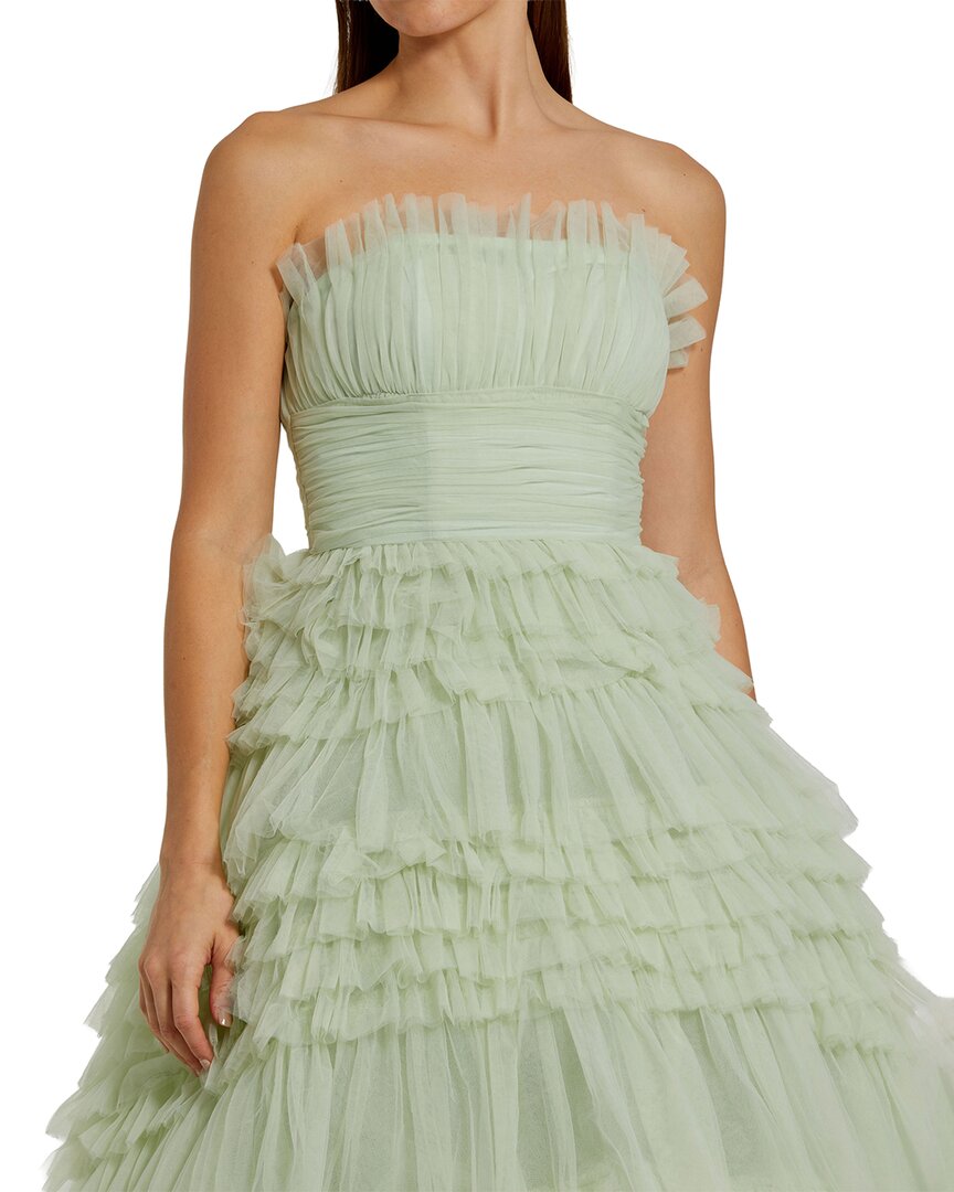 Mac Duggal Strapless Tulle Ruffle Gown