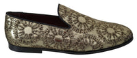Dolce & Gabbana Gold Jacquard Flats Mens Loafers Men's Shoes