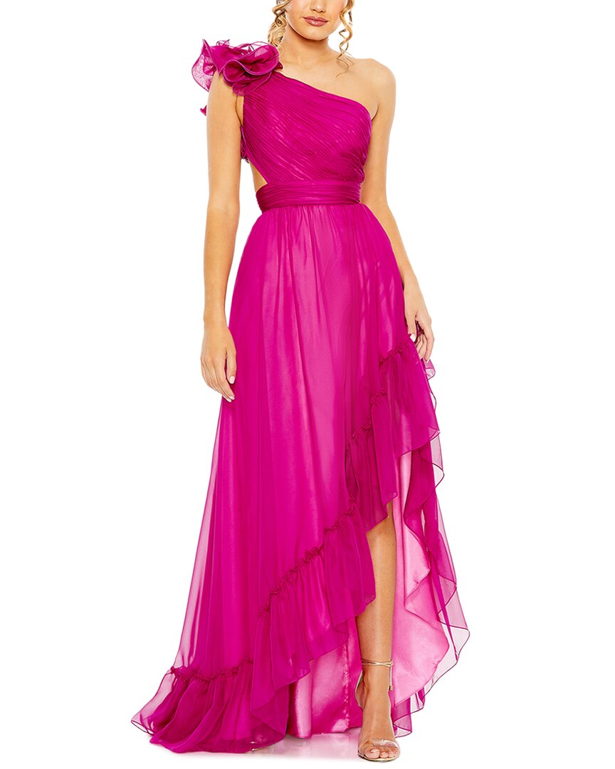 Mac Duggal Ruffled One Shoulder Asymmetrical Gown