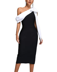 AMINA GLAM Amina Glam Solid Midi Dress